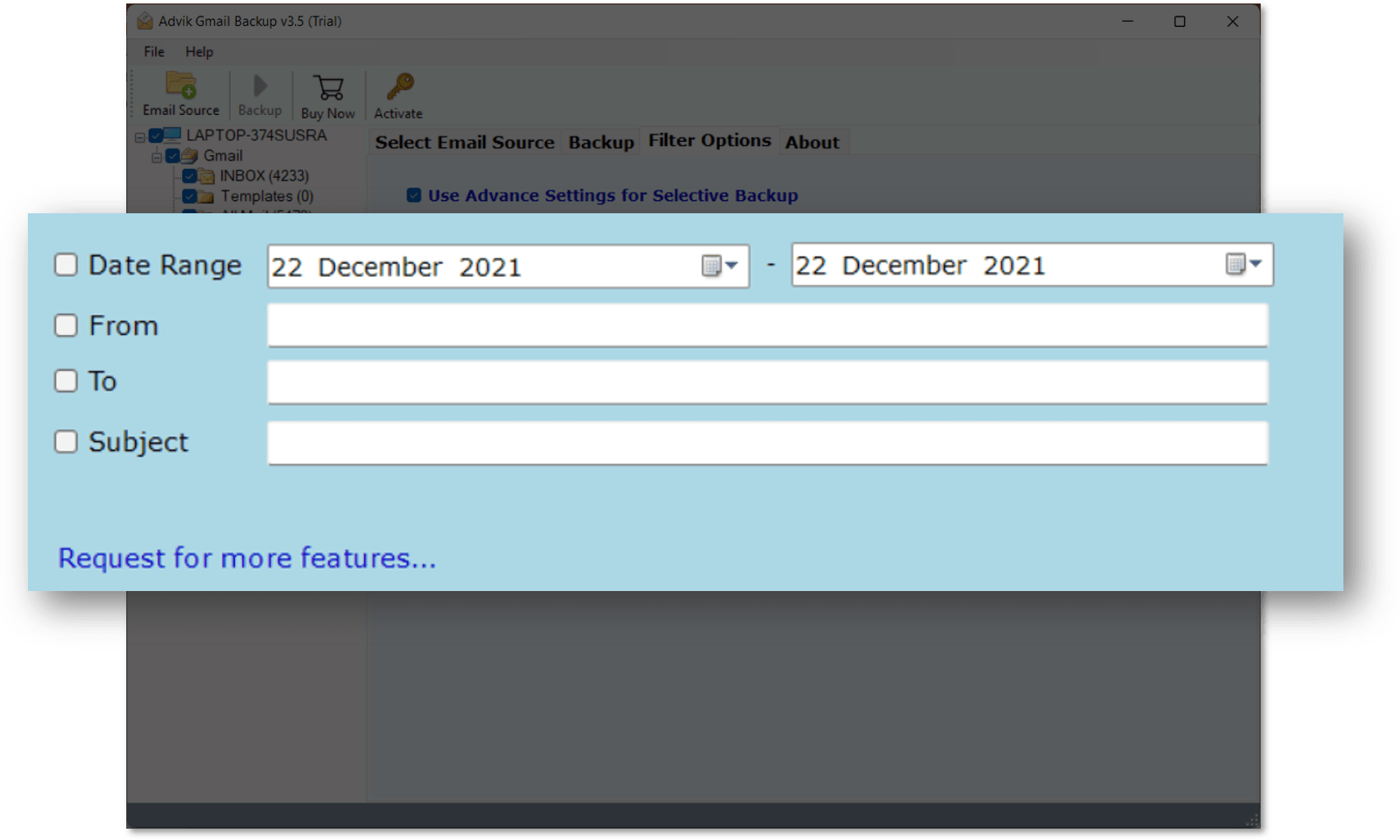 screenshot of Advik Gmail Backup Tool